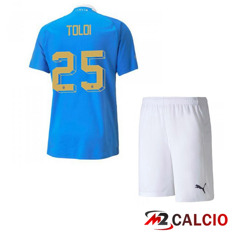 Maglie Calcio Italia（Toloi 25）Bambino Prima Blu 2022/2023