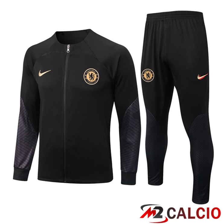 Insieme Tuta Calcio - Giacca FC Chelsea Nero 2022/2023