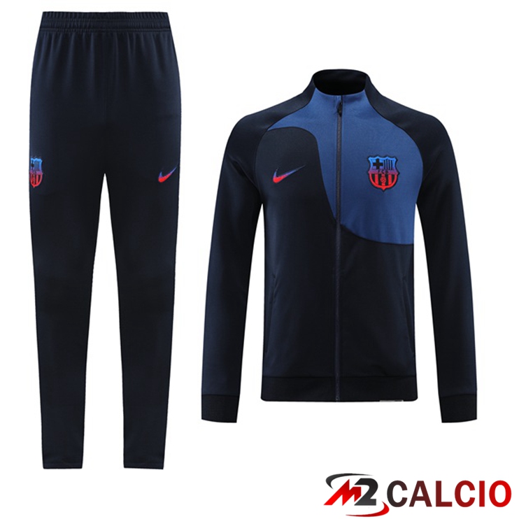 Insieme Tuta Calcio - Giacca FC Barcellona Nero Blu 2022/2023