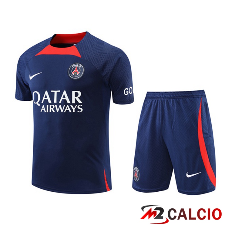 T Shirt Allenamento Paris PSG + Pantaloncini Blu Reale 2022/2023