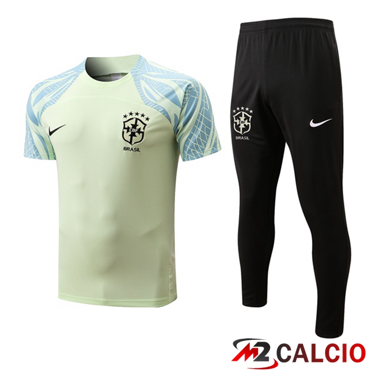 T Shirt Allenamento Brasile + Pantaloni Giallo 2022/2023