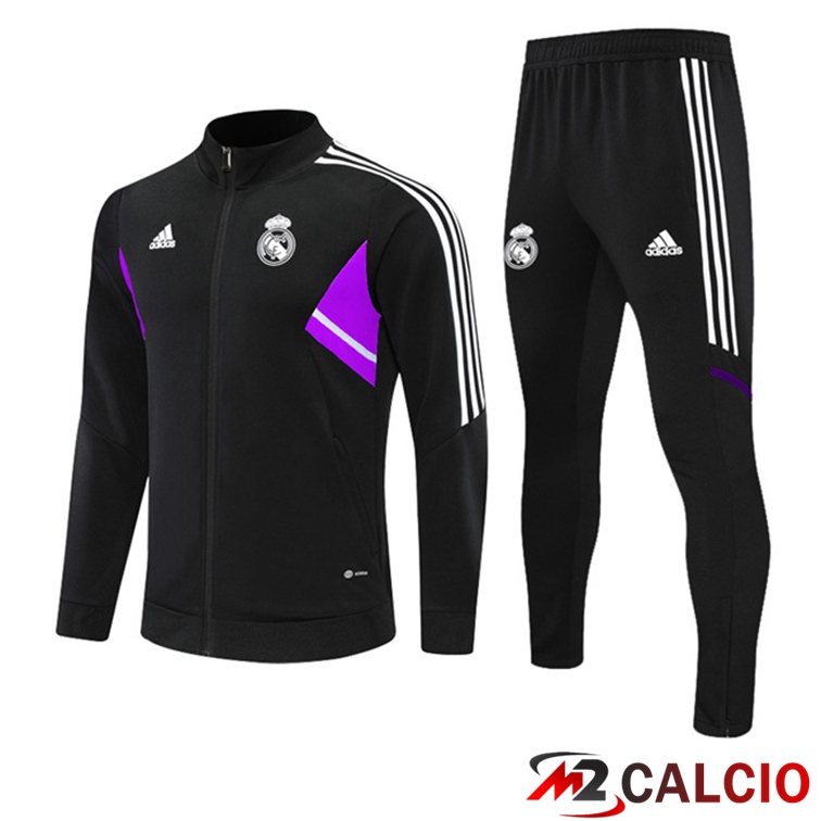 Insieme Tuta Calcio - Giacca Real Madrid Nero 2022/2023
