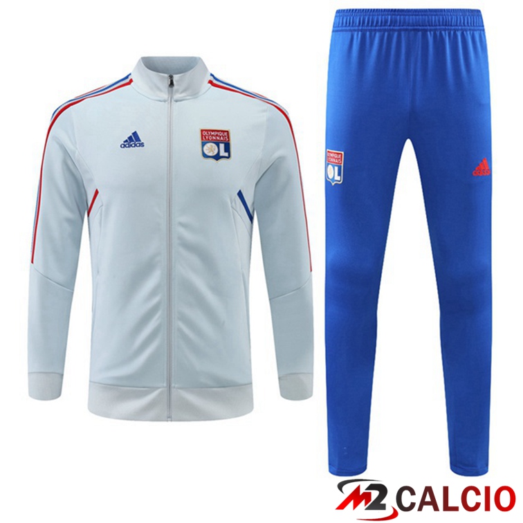 Insieme Tuta Calcio - Giacca Lyon OL Blu Grigio 2022/2023