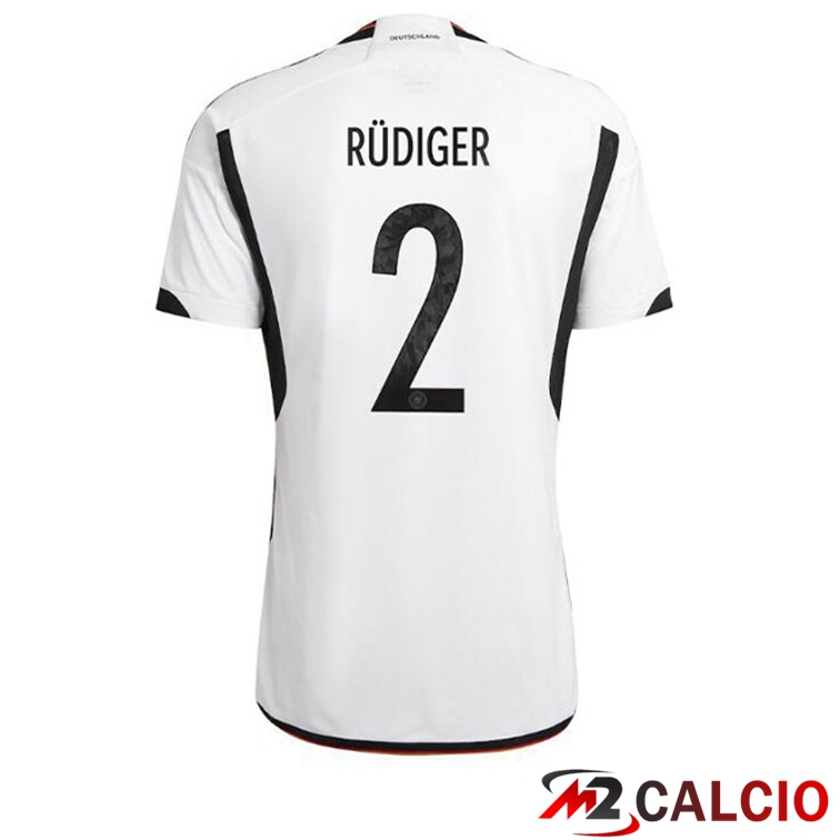 Maglia Germania (RÜDIGER 2) Prima Nero Bianco Coppa del Mondo 2022