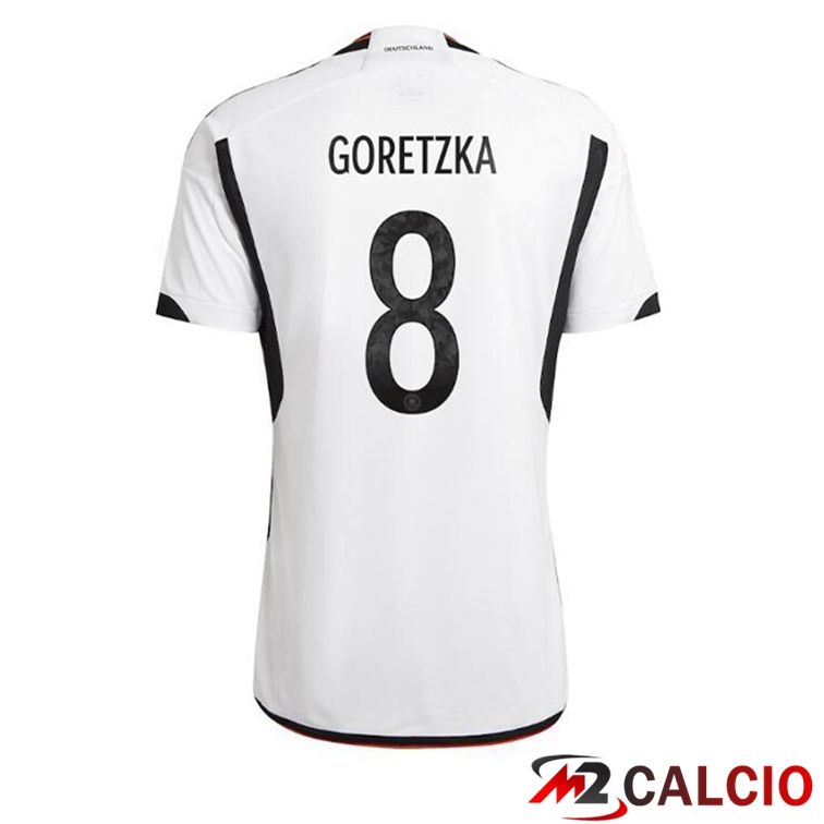 Maglia Germania (GORETZKA 8) Prima Nero Bianco Coppa del Mondo 2022