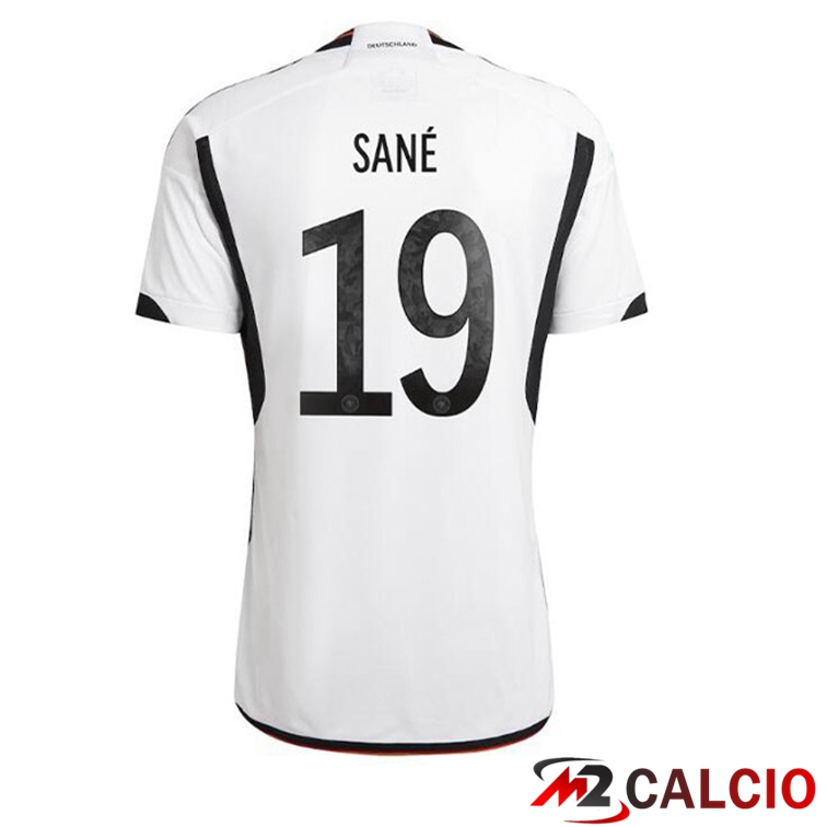 Maglia Germania (SANÉ 19) Prima Nero Bianco Coppa del Mondo 2022