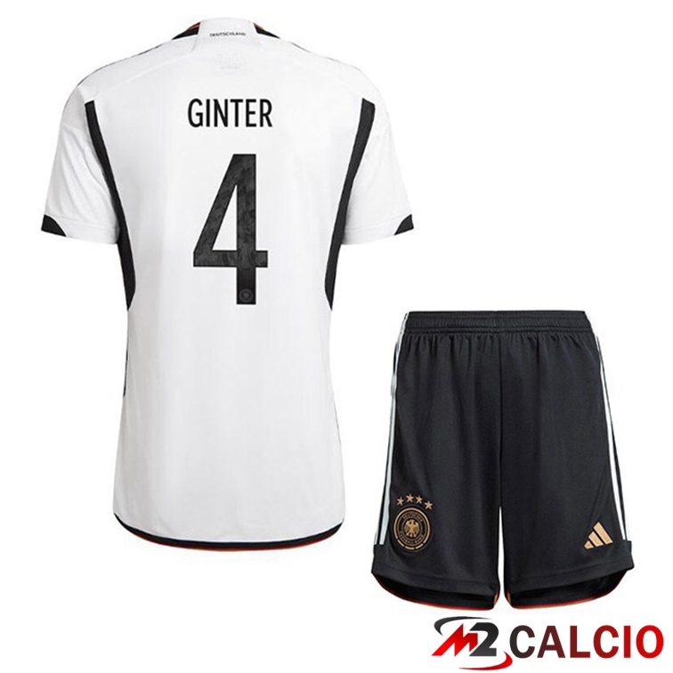 Maglia Germania (GINTER 4) Bambino Prima Nero Bianco Coppa del Mondo 2022