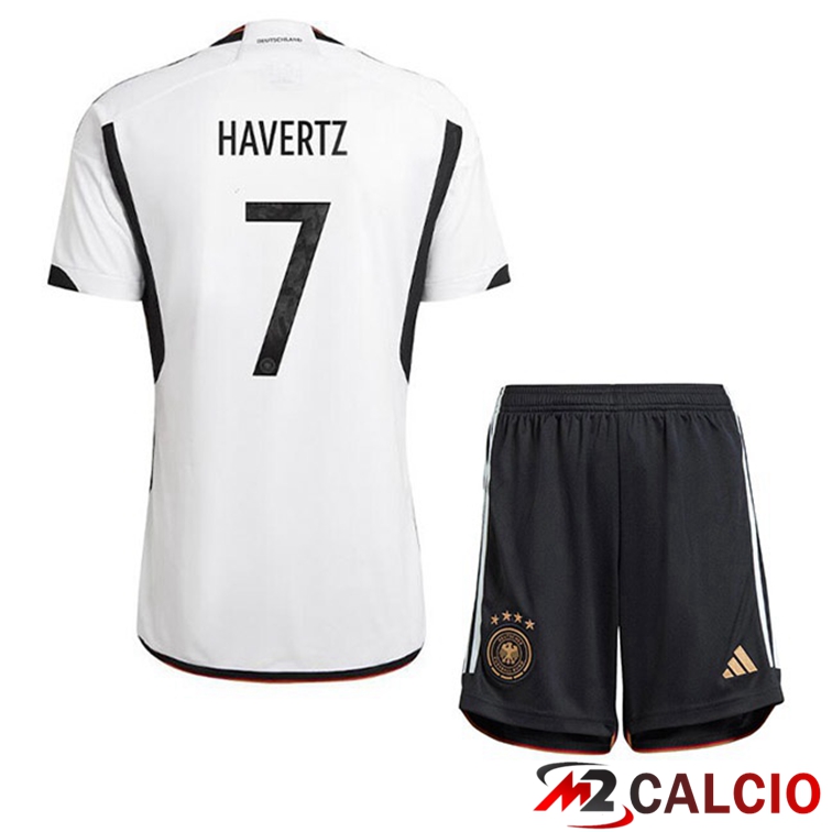 Maglia Germania (HAVerdeZ 7) Bambino Prima Nero Bianco Coppa del Mondo 2022