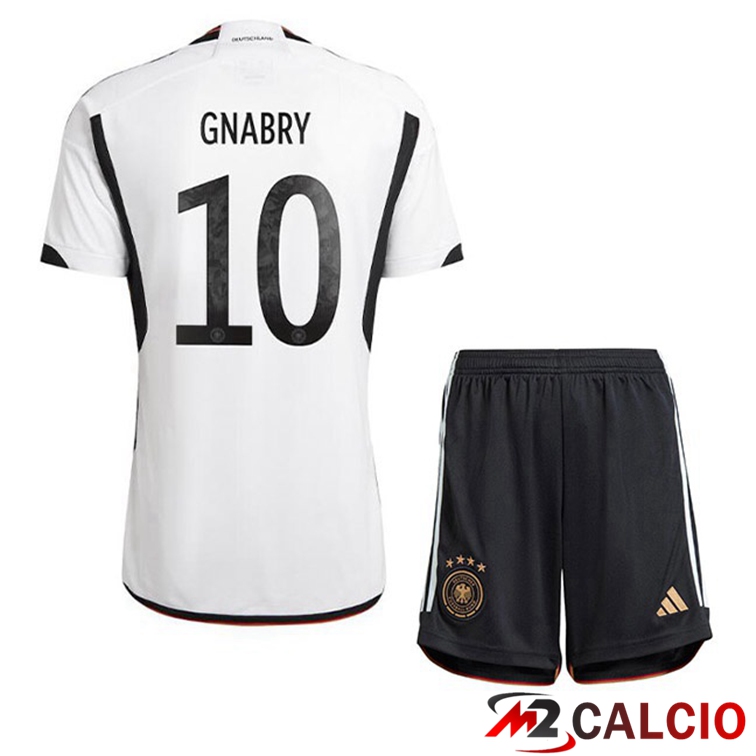 Maglia Germania (GNABRY 10) Bambino Prima Nero Bianco Coppa del Mondo 2022