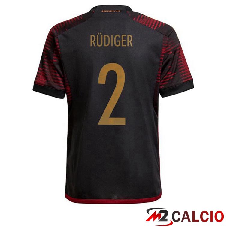 Maglia Germania (RÜDIGER 2) Seconda Nero Coppa del Mondo 2022