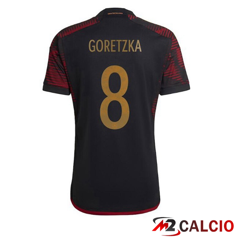 Maglia Germania (GORETZKA 8) Seconda Nero Coppa del Mondo 2022
