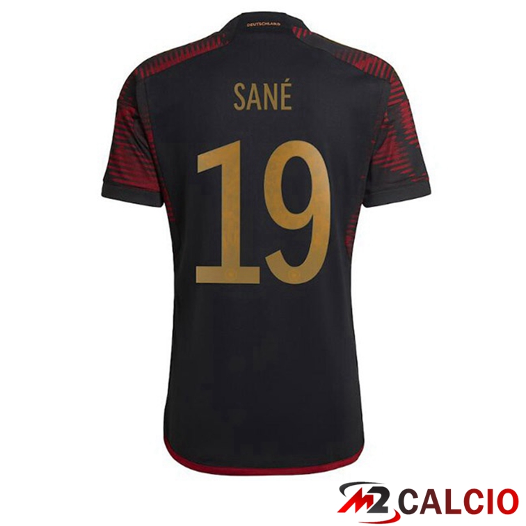 Maglia Germania (SANÉ 19) Seconda Nero Coppa del Mondo 2022