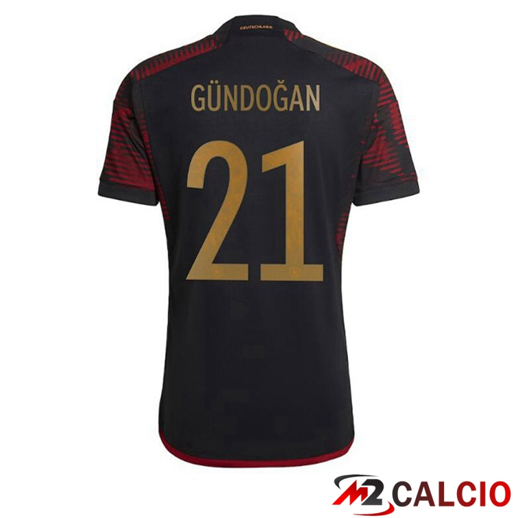 Maglia Germania (GÜNDOGAN 21) Seconda Nero Coppa del Mondo 2022