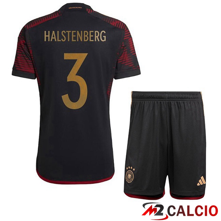 Maglia Germania (HALSTENBERG 3) Bambino Seconda Nero Coppa del Mondo 2022