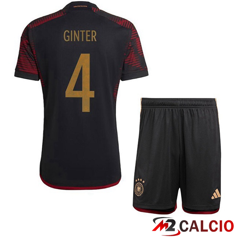 Maglia Germania (GINTER 4) Bambino Seconda Nero Coppa del Mondo 2022
