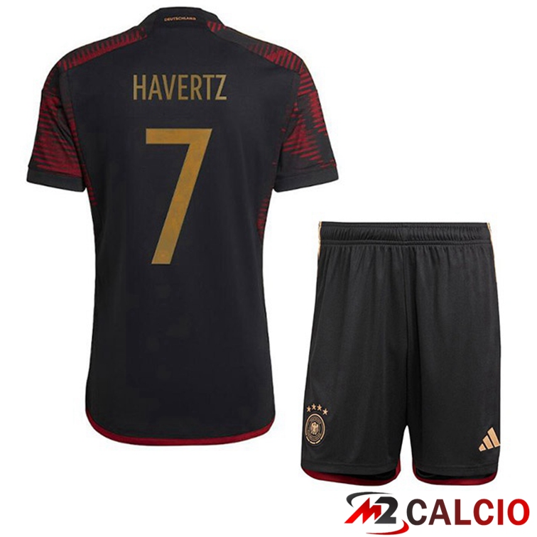 Maglia Germania (HAVerdeZ 7) Bambino Seconda Nero Coppa del Mondo 2022