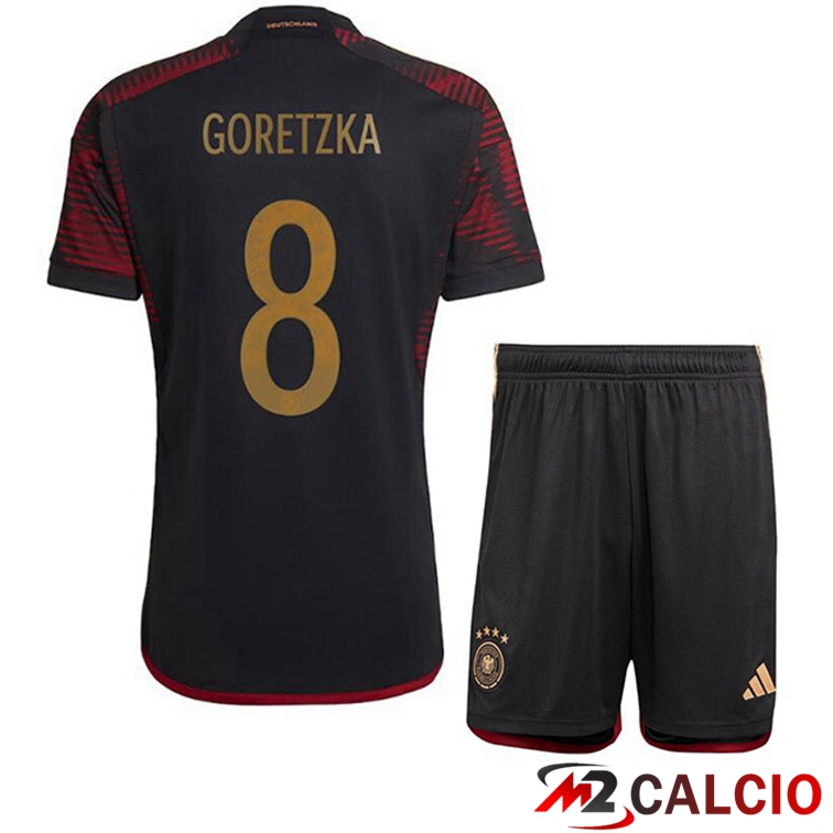 Maglia Germania (GORETZKA 8) Bambino Seconda Nero Coppa del Mondo 2022