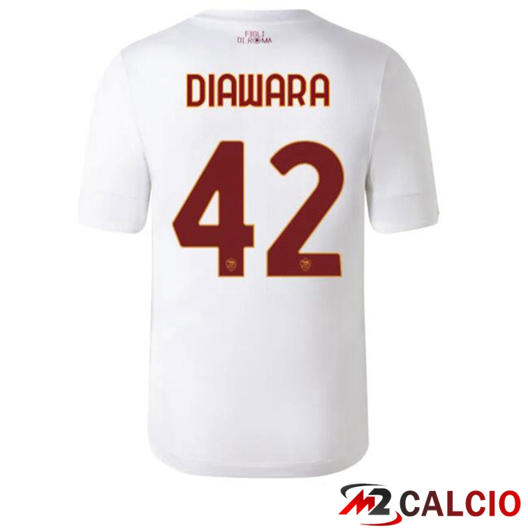 Maglie Calcio AS Roma (DIAWARA 42) Seconda Bianco 2022/2023
