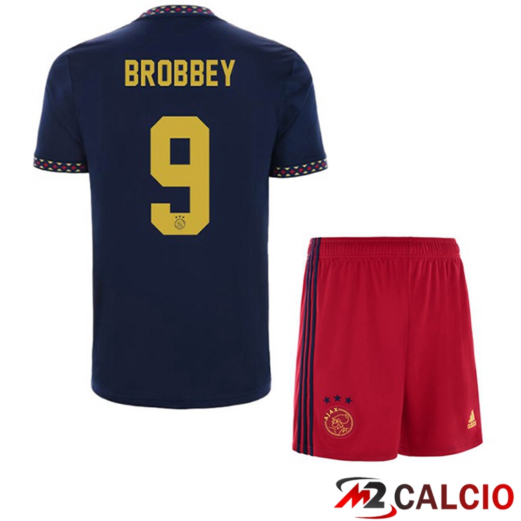 Maglie Calcio AFC Ajax (Brobbey 9) Bambino Seconda Nero 2022/2023