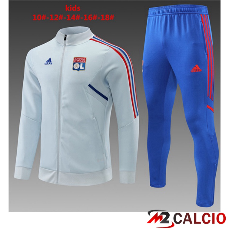 Insieme Tuta Calcio - Giacca Lyon OL Bambino Grigio 2022/2023