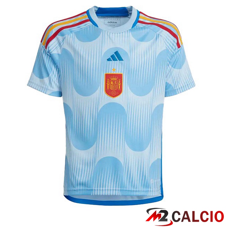 Maglie Calcio Spagna Seconda Blu Bianco Coppa del Mondo 2022