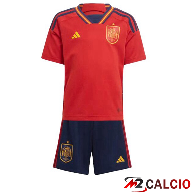 Maglie Calcio Spagna Bambino Prima Rosso Coppa del Mondo 2022