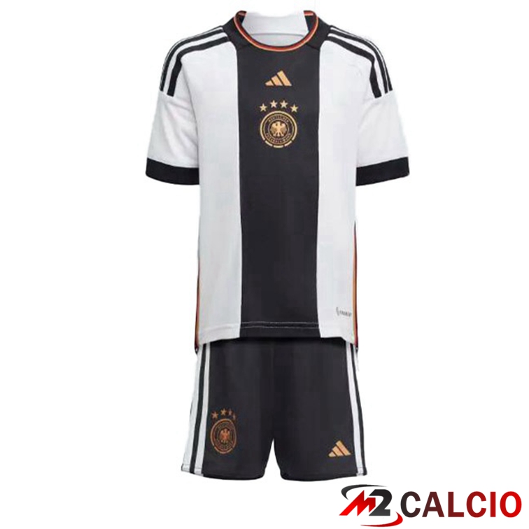 Maglie Calcio Germania Bambino Prima Nero Bianco Coppa del Mondo 2022
