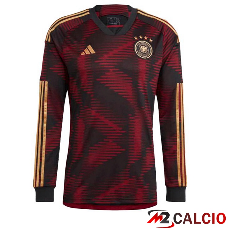 Maglia Germania Seconda Maniche Lunghe Nero Coppa del Mondo 2022