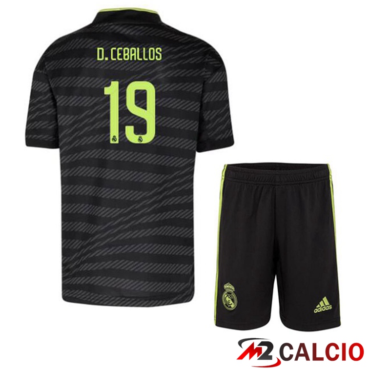 Maglie Calcio Real Madrid (D. Ceballos 19) Bambino Terza Nero 2022/2023