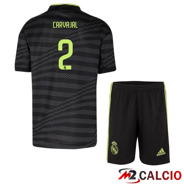 Maglie Calcio Real Madrid (Carvajal 2) Bambino Terza Nero 2022/2023