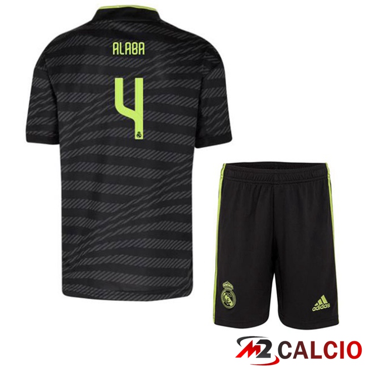Maglie Calcio Real Madrid (Alaba 4) Bambino Terza Nero 2022/2023
