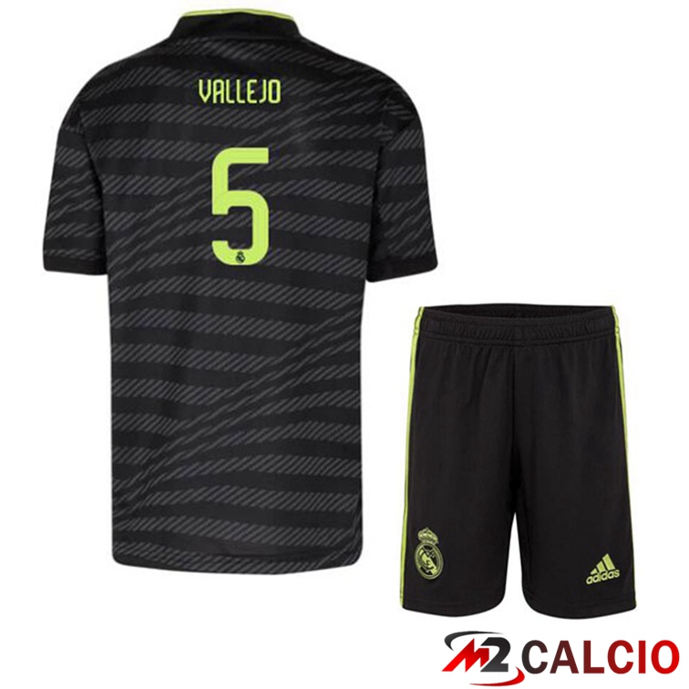 Maglie Calcio Real Madrid (Vallejo 5) Bambino Terza Nero 2022/2023