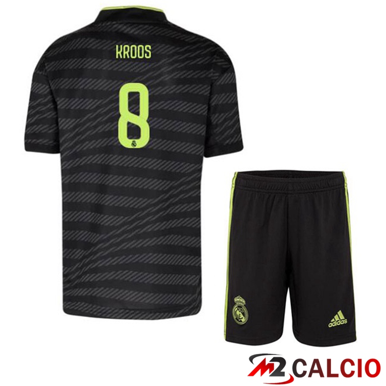 Maglie Calcio Real Madrid (Kroos 8) Bambino Terza Nero 2022/2023