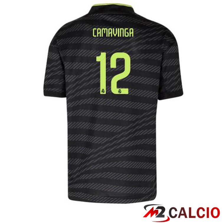 Maglie Calcio Real Madrid (Camavinga 12) Terza Nero 2022/2023