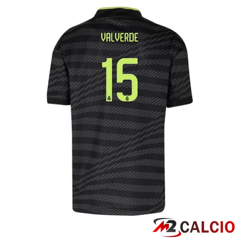 Maglie Calcio Real Madrid (Valverde 15) Terza Nero 2022/2023