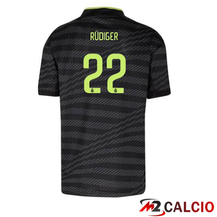 Maglie Calcio Real Madrid (Rüdiger 22) Terza Nero 2022/2023