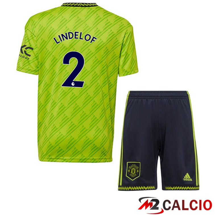 Maglie Calcio Manchester United (LINDELOF 2) Bambino Terza Verde 2022/2023