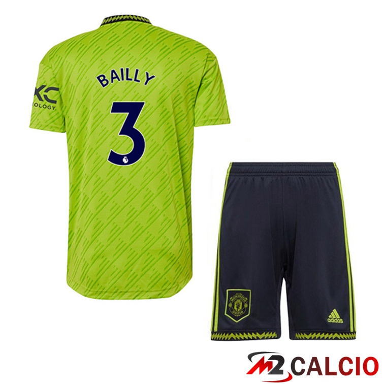 Maglie Calcio Manchester United (BAILLY 3) Bambino Terza Verde 2022/2023