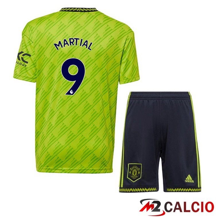 Maglie Calcio Manchester United (MARTIAL 9) Bambino Terza Verde 2022/2023