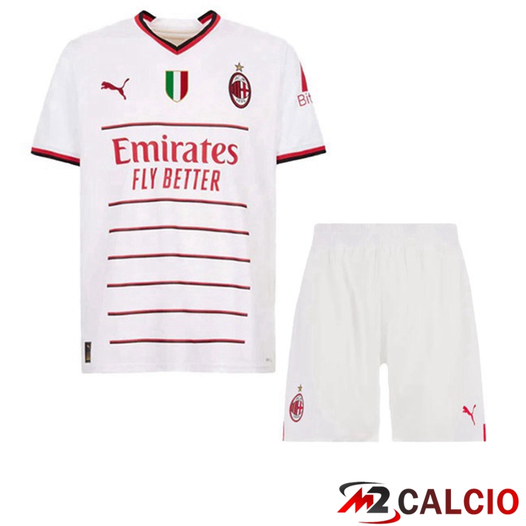 Maglie Calcio AC Milan Bambino Seconda Bianco 2022/2023