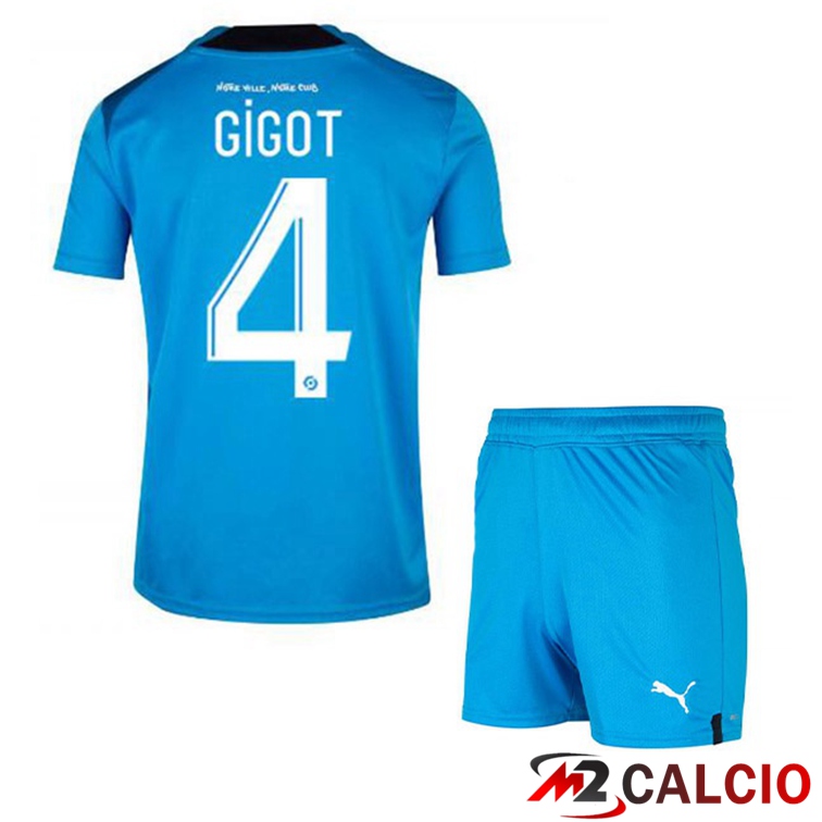 Maglie Calcio Marsiglia OM (GIGOT 4) Bambino Terza Blu 2022/2023
