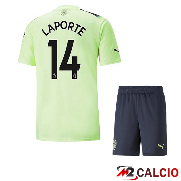 Maglie Calcio Manchester City (Aymeric Laporte 14) Bambino Terza Verde Nero 2022/2023