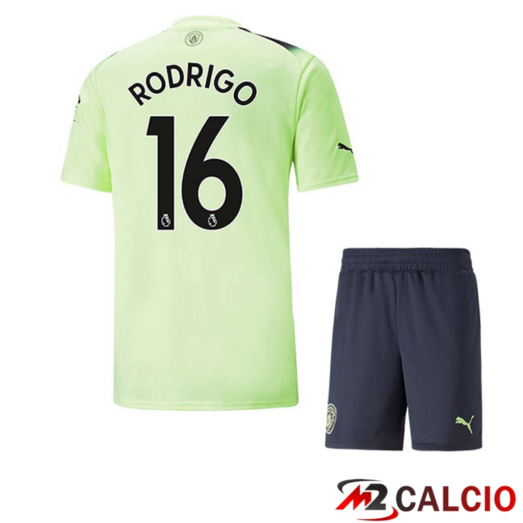 Maglie Calcio Manchester City (Rodrigo 16) Bambino Terza Verde Nero 2022/2023