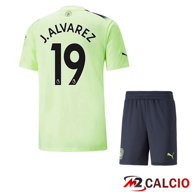Maglie Calcio Manchester City (Julián Álvarez 19) Bambino Terza Verde Nero 2022/2023