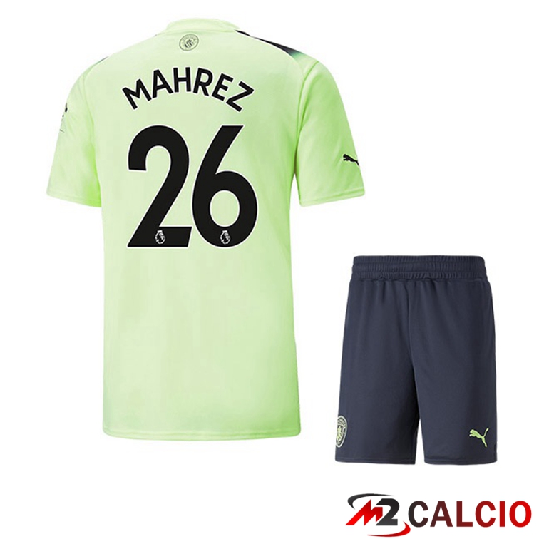 Maglie Calcio Manchester City (Riyad Mahrez 26) Bambino Terza Verde Nero 2022/2023