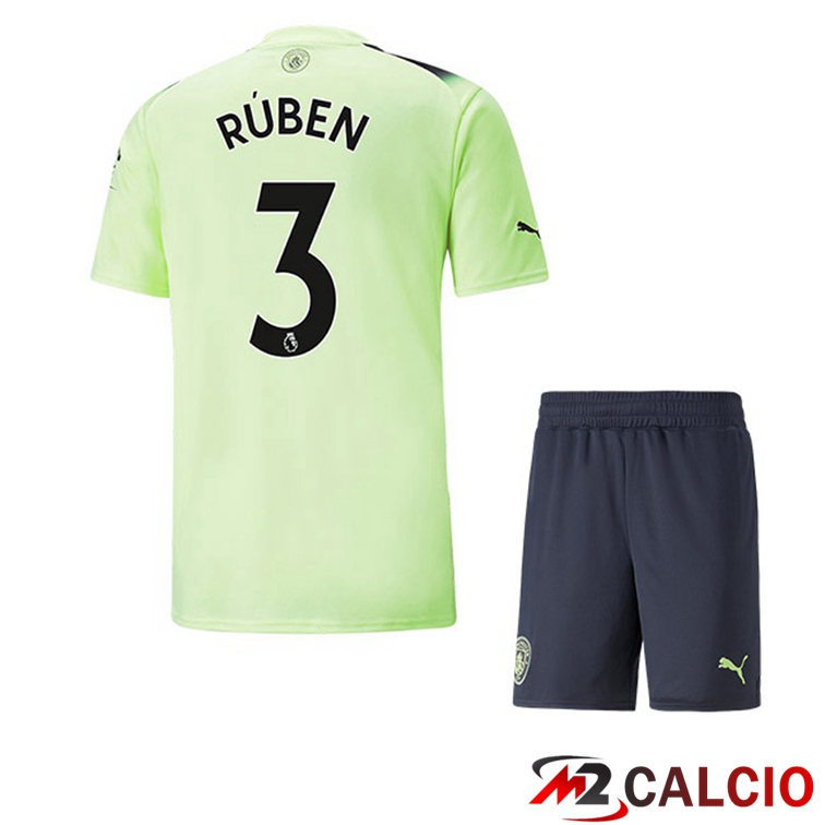 Maglie Calcio Manchester City (Ruben Dias3) Bambino Terza Verde Nero 2022/2023