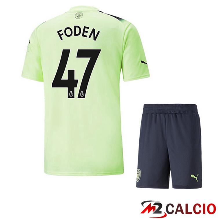 Maglie Calcio Manchester City (Phil Foden 47) Bambino Terza Verde Nero 2022/2023