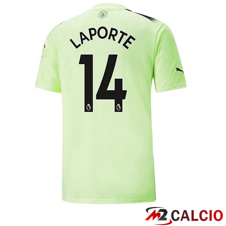 Maglie Calcio Manchester City (Aymeric Laporte 14) Terza Verde Nero 2022/2023
