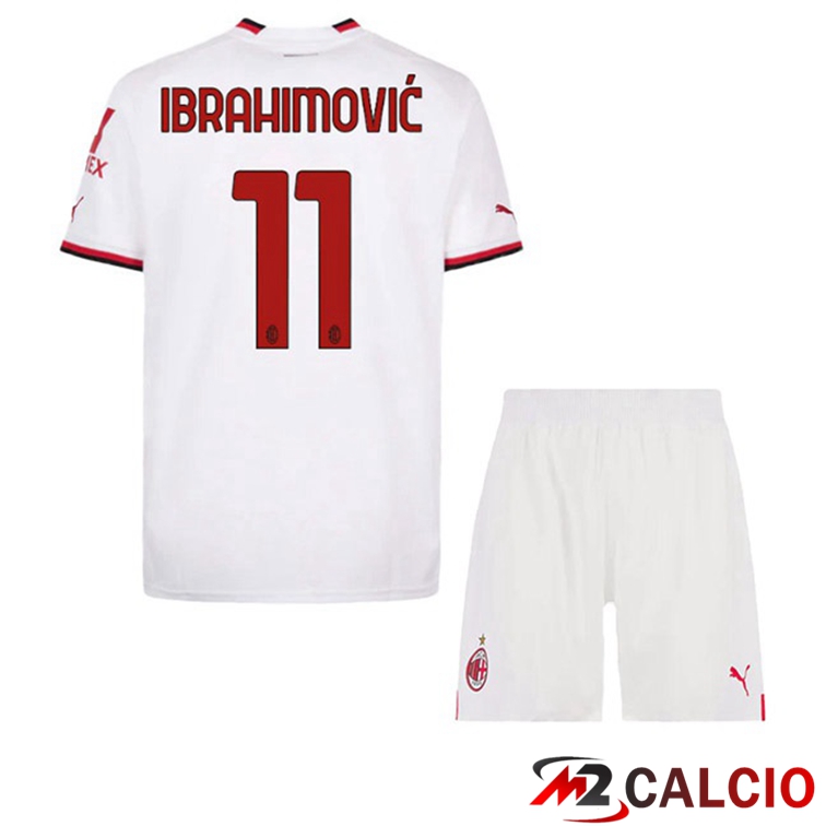 Maglie Calcio AC Milan (IBRAHIMOVIĆ 11) Bambino Seconda Bianco 2022/2023