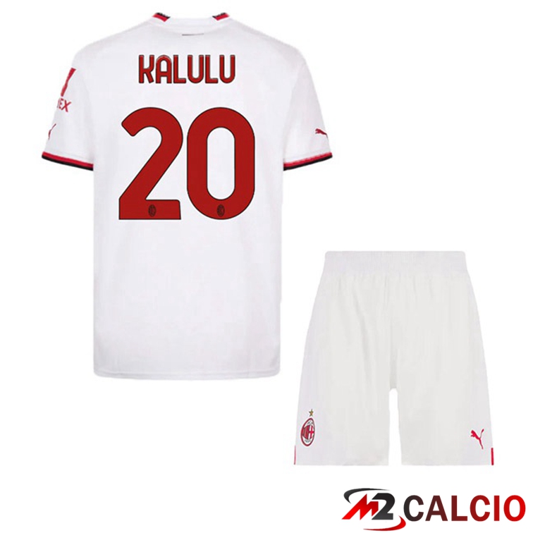 Maglie Calcio AC Milan (KALULU 20) Bambino Seconda Bianco 2022/2023